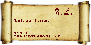 Nádassy Lajos névjegykártya